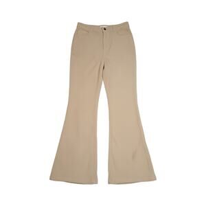 Industry Ribbed Flare Pants Womens Size 8 Beige Stretch Button Zip NEW NWOT